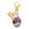 Gold-tone Hot Pink & Purple Wide Cheetah Print Spinner - Gold-tone Plated Clip on Charm with Mini Year 2026: Year to Remember Jewelry Gift - Celebrations