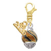 Gold-tone Wide Translucent Tiger Print Spinner - Gold-tone Plated Clip on Charm with Mini Year 2026: Year to Remember Jewelry Gift - Celebrations