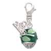 Silver Plated Lime Leaves on Green Band Spinner - Silver Plated Clip on Charm with Mini Year 2026: Year to Remember Jewelry Gift - Celebrations
