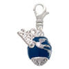 Silver Plated Blue Enamel World Globe Spinner - Silver Plated Clip on Charm with Mini Year 2026: Year to Remember Jewelry Gift - Celebrations