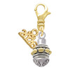 Gold-tone Large Bullets on Silver Plated Spinner - Gold-tone Plated Clip on Charm with Mini Year 2026: Year to Remember Jewelry Gift - Celebrations