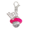 Silver Plated Hot Pink Center Spinner - Silver Plated Clip on Charm with Mini Year 2026: Year to Remember Jewelry Gift - Celebrations