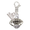 Silver Plated Football Spinner - Silver Plated Clip on Charm with Mini Year 2026: Year to Remember Jewelry Gift - Celebrations