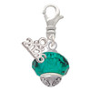 Teal Faceted Glass Spinner - Silver Plated Clip on Charm with Mini Year 2026: Year to Remember Jewelry Gift - Celebrations