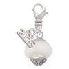 Opaque White Faceted Glass Spinner - Silver Plated Clip on Charm with Mini Year 2026: Year to Remember Jewelry Gift - Celebrations