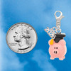 Resin Pink Pig Graduate - Silver Plated Clip on Charm with Mini Year 2026 Jewelry Ideas and Examples