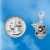 Silver Plated Diagonal Banded Barrel with Clear Crystals Spinner - Silver Plated Clip on Charm with Mini Year 2026 Jewelry Ideas and Examples