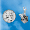Silver Plated Diagonal Banded Barrel with Lime Green Crystals Spinner - Silver Plated Clip on Charm with Mini Year 2026 Jewelry Ideas and Examples