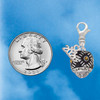 Silver Plated Diagonal Banded Barrel with Brown Crystals Spinner - Silver Plated Clip on Charm with Mini Year 2026 Jewelry Ideas and Examples