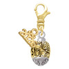 Gold-tone Fancy Geometric Pattern Spinner - Gold-tone Plated Clip on Charm with Mini Year 2026: Year to Remember Jewelry Gift - Celebrations