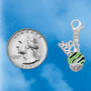 Silver Plated Wide Lime Green Zebra Print Band Spinner - Silver Plated Clip on Charm with Mini Year 2026 Jewelry Ideas and Examples