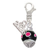 Silver Plated Hot Pink Dots on Black Spinner - Silver Plated Clip on Charm with Mini Year 2026: Year to Remember Jewelry Gift - Celebrations