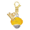 Yellow Faceted Glass Gold-tone Spinner - Gold-tone Plated Clip on Charm with Mini Year 2026: Year to Remember Jewelry Gift - Celebrations