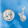 Silver Plated Raised Flowers with Clear Crystals on Barrel Spinner - Silver Plated Clip on Charm with Mini Year 2026 Jewelry Ideas and Examples