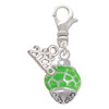Silver Plated Lime Green Giraffe Print Spinner - Silver Plated Clip on Charm with Mini Year 2026: Year to Remember Jewelry Gift - Celebrations