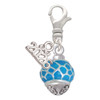 Silver Plated Hot Blue Giraffe Print Spinner - Silver Plated Clip on Charm with Mini Year 2026: Year to Remember Jewelry Gift - Celebrations