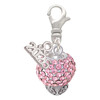 Silver Plated Pink Crystal Sparkle Spinner - Silver Plated Clip on Charm with Mini Year 2026: Year to Remember Jewelry Gift - Celebrations