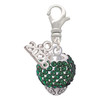 Silver Plated Green Crystal Sparkle Spinner - Silver Plated Clip on Charm with Mini Year 2026: Year to Remember Jewelry Gift - Celebrations
