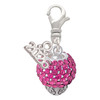 Silver Plated Hot Pink Crystal Sparkle Spinner - Silver Plated Clip on Charm with Mini Year 2026: Year to Remember Jewelry Gift - Celebrations
