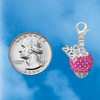 Silver Plated Hot Pink Crystal Sparkle Spinner - Silver Plated Clip on Charm with Mini Year 2026 Jewelry Ideas and Examples