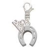 Silver Plated Horseshoe - Silver Plated Clip on Charm with Mini Year 2026: Year to Remember Jewelry Gift - Celebrations