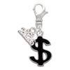 Silver Plated Black Dollar Sign - Silver Plated Clip on Charm with Mini Year 2026: Year to Remember Jewelry Gift - Celebrations