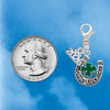 Silver Plated Good Luck Horseshoe with Green Four Leaf Clover - Silver Plated Clip on Charm with Mini Year 2026 Jewelry Ideas and Examples