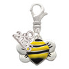 Silver Plated Large Enamel Bumble Bee - Silver Plated Clip on Charm with Mini Year 2026: Year to Remember Jewelry Gift - Celebrations