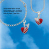 Silver Plated Striped Red Enamel Heart with Beaded Decoration - Silver Plated Clip on Charm with Mini Year 2026