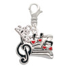 Silver Plated Music Sheet with Hearts - Silver Plated Clip on Charm with Mini Year 2026: Year to Remember Jewelry Gift - Celebrations