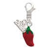 Silver Plated Red Jalapeno - Silver Plated Clip on Charm with Mini Year 2026: Year to Remember Jewelry Gift - Celebrations