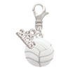 Silver Plated Large Volleyball - Silver Plated Clip on Charm with Mini Year 2026: Year to Remember Jewelry Gift - Celebrations
