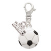 Silver Plated Large Enamel Soccer ball - Silver Plated Clip on Charm with Mini Year 2026: Year to Remember Jewelry Gift - Celebrations