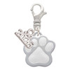 Silver Plated Large White Paw - Silver Plated Clip on Charm with Mini Year 2026: Year to Remember Jewelry Gift - Celebrations
