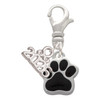Silver Plated Small Black Paw - Silver Plated Clip on Charm with Mini Year 2026: Year to Remember Jewelry Gift - Celebrations