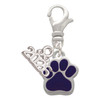 Silver Plated Small Purple Paw - Silver Plated Clip on Charm with Mini Year 2026: Year to Remember Jewelry Gift - Celebrations