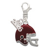 Silver Plated Small Maroon Football Helmet - Silver Plated Clip on Charm with Mini Year 2026: Year to Remember Jewelry Gift - Celebrations