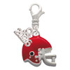 Silver Plated Small Red Football Helmet - Silver Plated Clip on Charm with Mini Year 2026: Year to Remember Jewelry Gift - Celebrations
