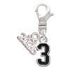 Silver Plated Black Number - 3 - Silver Plated Clip on Charm with Mini Year 2026: Year to Remember Jewelry Gift - Celebrations