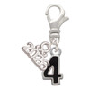 Silver Plated Black Number - 4 - Silver Plated Clip on Charm with Mini Year 2026: Year to Remember Jewelry Gift - Celebrations