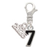 Silver Plated Black Number - 7 - Silver Plated Clip on Charm with Mini Year 2026: Year to Remember Jewelry Gift - Celebrations