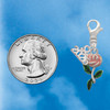 Silver Plated Pink Rose Flower - Silver Plated Clip on Charm with Mini Year 2026 Jewelry Ideas and Examples