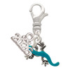 Silver Plated Small Teal Lizard - Silver Plated Clip on Charm with Mini Year 2026: Year to Remember Jewelry Gift - Celebrations