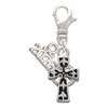 Silver Plated Antiqued Celtic Cross - Silver Plated Clip on Charm with Mini Year 2026: Year to Remember Jewelry Gift - Celebrations