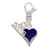 Silver Plated Small Long Purple Heart - Silver Plated Clip on Charm with Mini Year 2026: Year to Remember Jewelry Gift - Celebrations