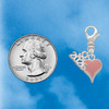 Silver Plated Small Long Pink Heart - Silver Plated Clip on Charm with Mini Year 2026 Jewelry Ideas and Examples