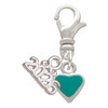 Silver Plated Mini Two Sided Teal Heart - Silver Plated Clip on Charm with Mini Year 2026: Year to Remember Jewelry Gift - Celebrations
