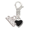 Silver Plated Mini Two Sided Black Heart - Silver Plated Clip on Charm with Mini Year 2026: Year to Remember Jewelry Gift - Celebrations