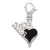 Silver Plated Small Long Black Heart - Silver Plated Clip on Charm with Mini Year 2026: Year to Remember Jewelry Gift - Celebrations