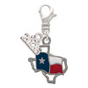 Silver Plated Texas Outline with Flag - Silver Plated Clip on Charm with Mini Year 2026: Year to Remember Jewelry Gift - Celebrations